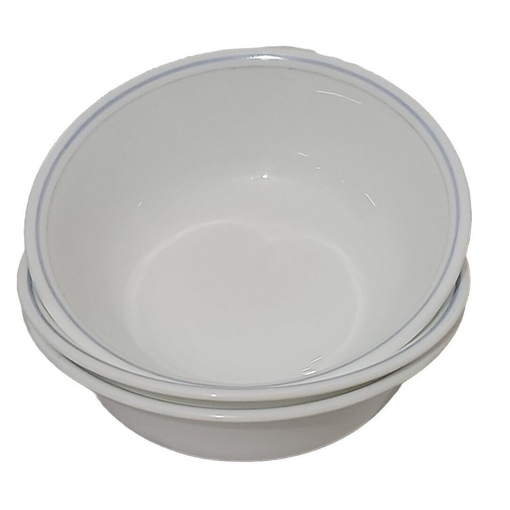 3 Corning Corelle SAND & SEA Pattern Coupe Cereal Soup Bowls 6" blue beige band